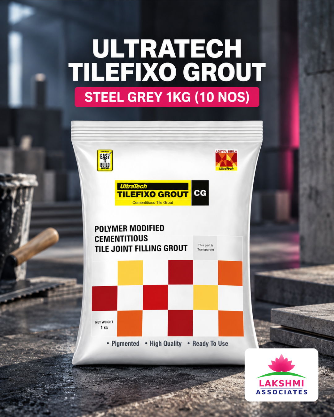 Ultratech TILEFIXO GROUT STEEL GREY 1KG (10 Nos)