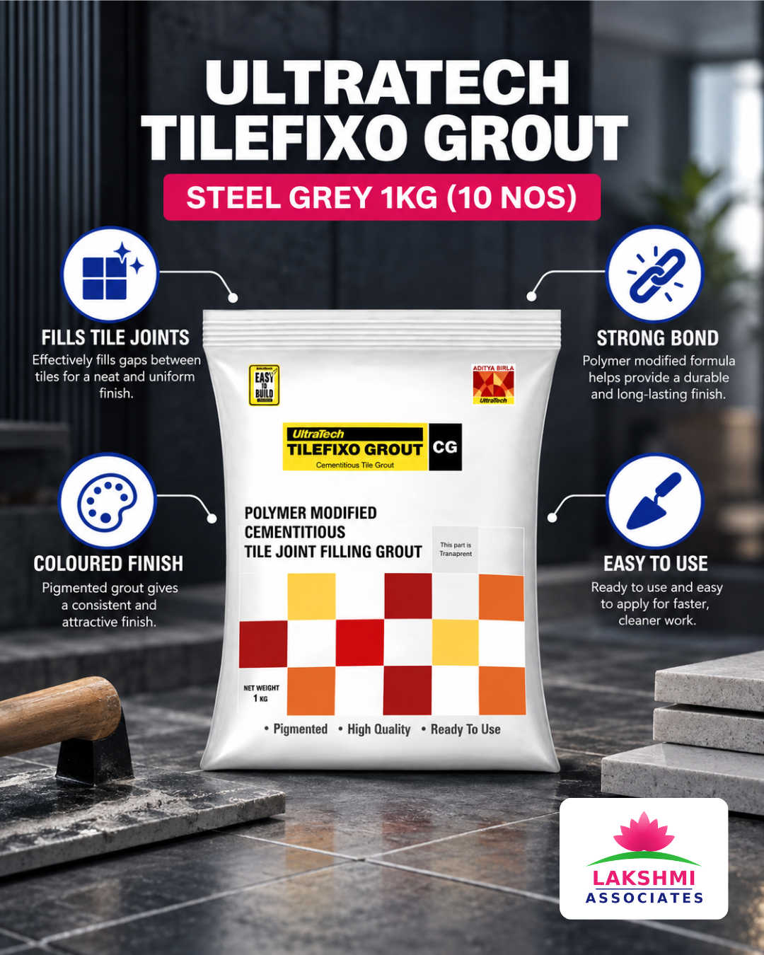 4. Ultratech TILEFIXO GROUT WHITE 1KG (10 Nos) -2